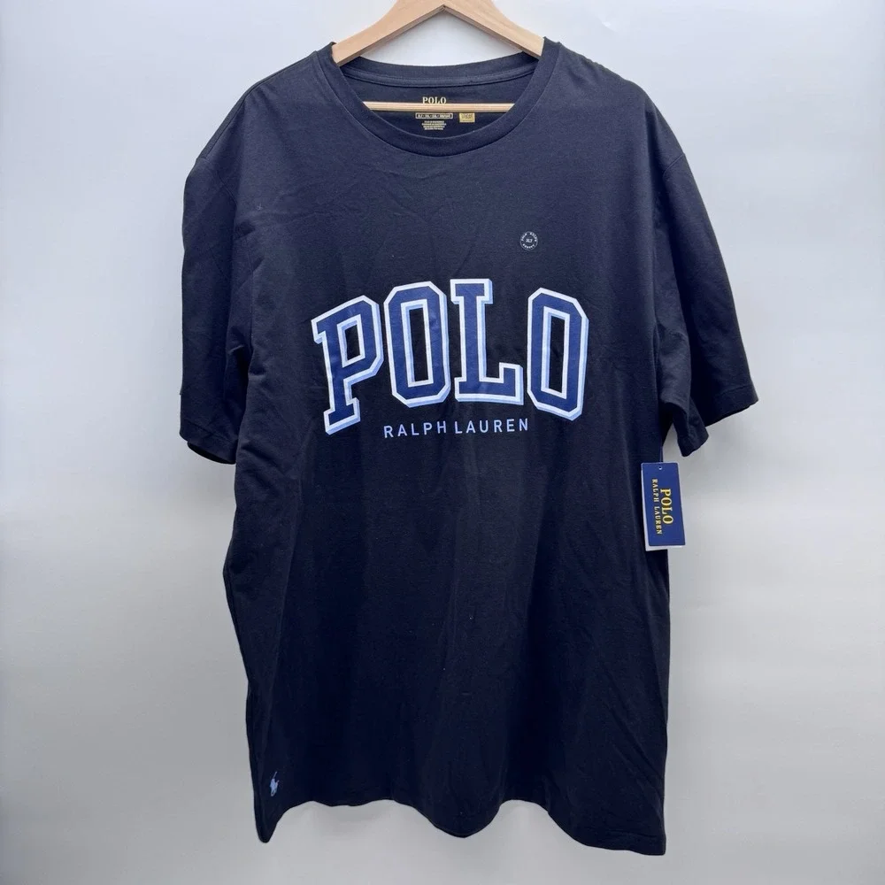 Polo Ralph Lauren Print Shop Black Mens XLT  Graphic Logo T-Shirt   Big & Tall